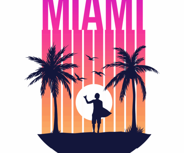 Miami Vibes - Surfer Silhouette