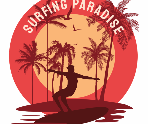 Surfing Paradise - Tropical Silhouette