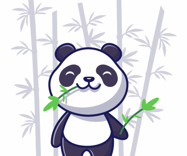 Cute Panda - Bamboo Snack Time