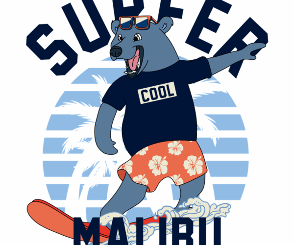 Surfer Bear - Malibu Hang Loose