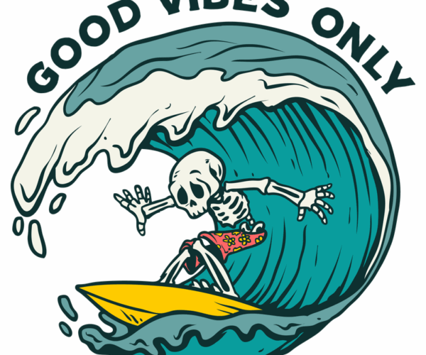 Surfing Skeleton - Good Vibes Only