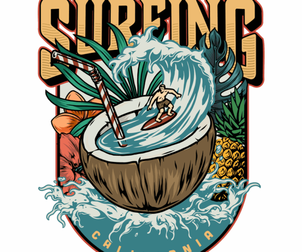 Surfing Coconut - Tropical Paradise