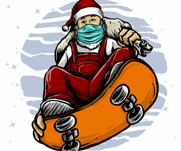 Skateboarding Santa - Masked Delivery