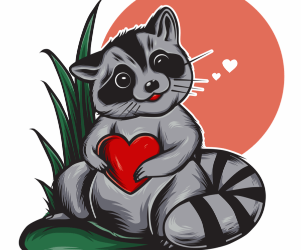 Lovestruck Raccoon - Heartfelt Embrace