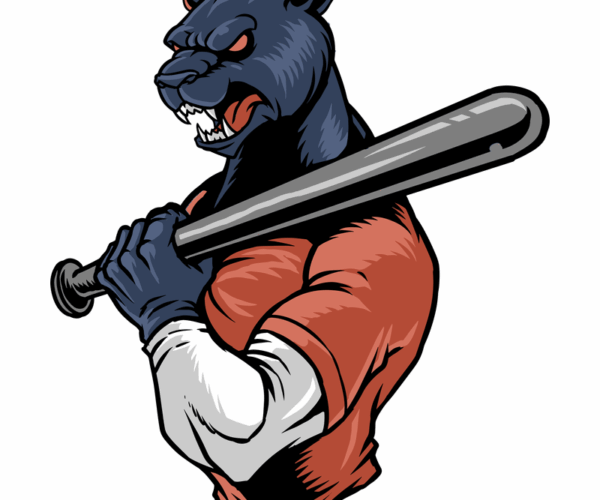 Baseball Panther - Aggressive Stance