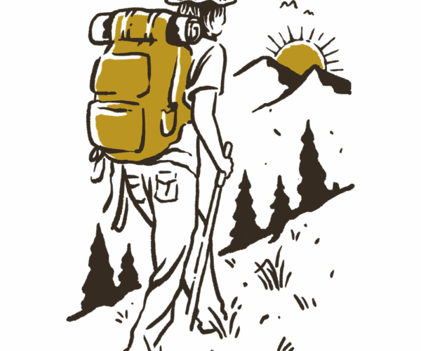 Hiker's Journey - Golden Sunrise Vista
