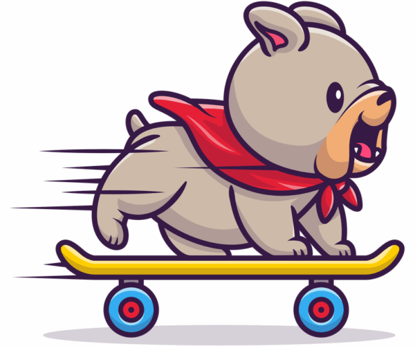 Skateboarding Dog - Red Scarf Zoom