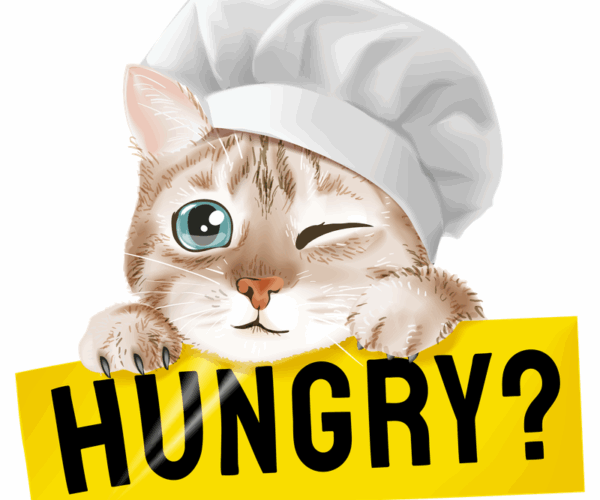 Hungry Chef Cat - Cute Cartoon Design