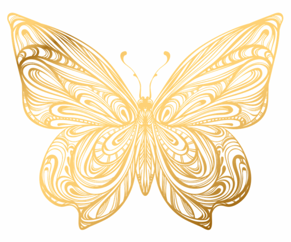 Golden Butterfly - Intricate Line Art