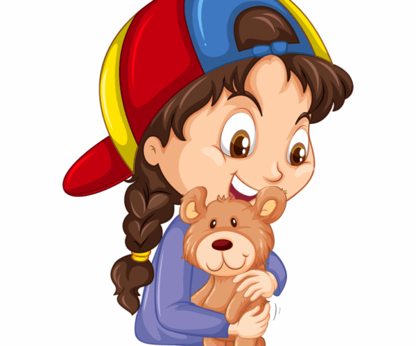 Little Girl & Teddy Bear - Playful Childhood