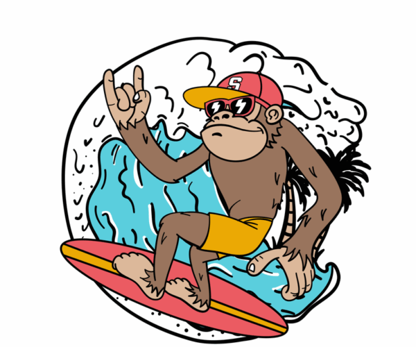 Cool Surfer Monkey - Malibu Vibes