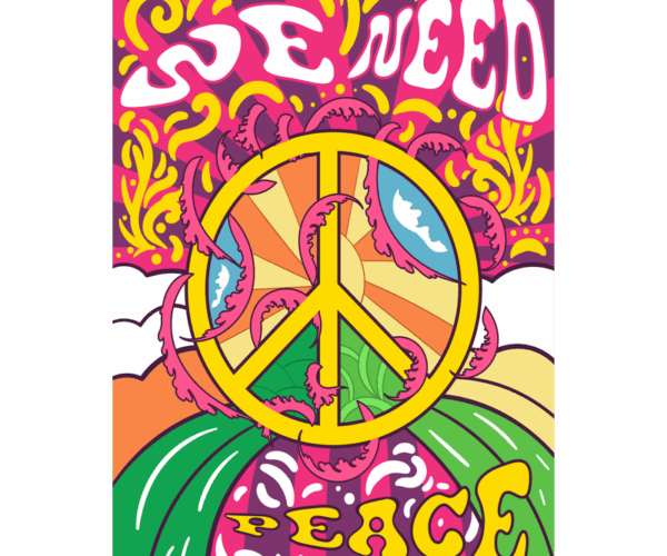 Peace Sign - Retro Psychedelic Art