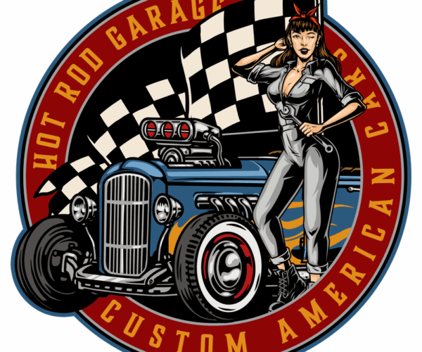 Rod Garage Pin-up - Classic Hot Rod Design