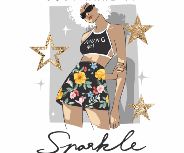 Young Sparkle - Black & White Illustration