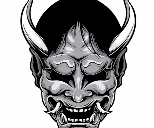 Oni Mask - Monochrome Vector