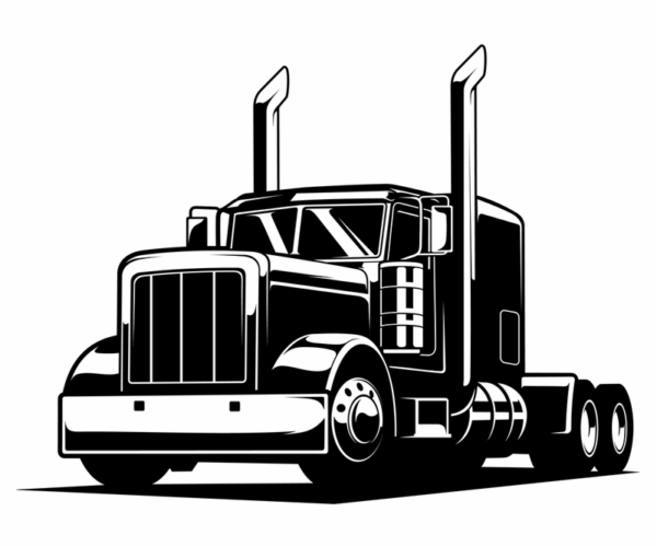 Semi Truck - High Contrast Vector