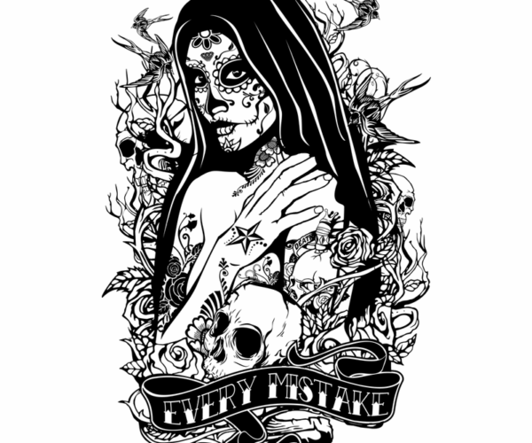 Sugar Skull Lady - Tattoo Style Art
