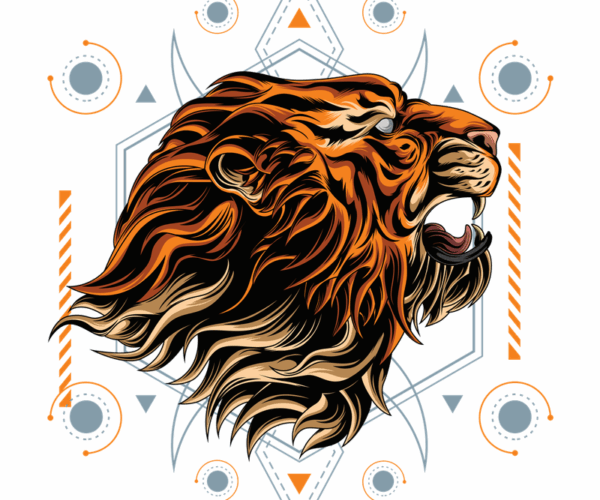 Geometric Roar - Sacred Lion Design