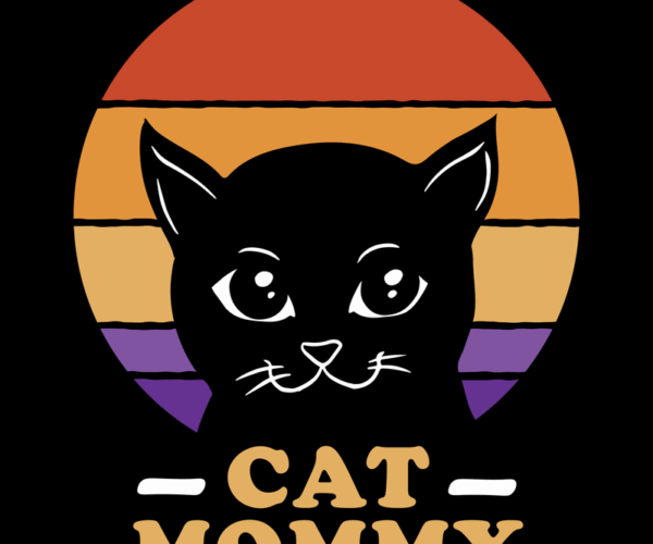 Retro Cat Mommy - Sunset Silhouette