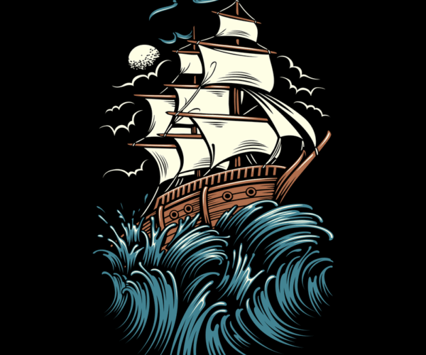 Sailing Ship - Stormy Seascape