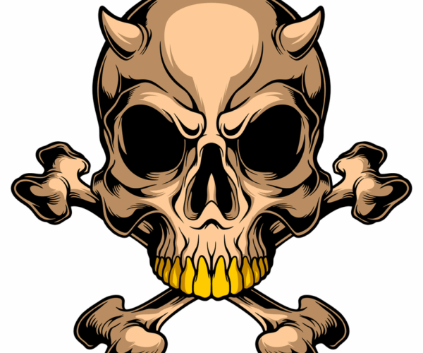 Demon Skull - Golden Tooth Design
