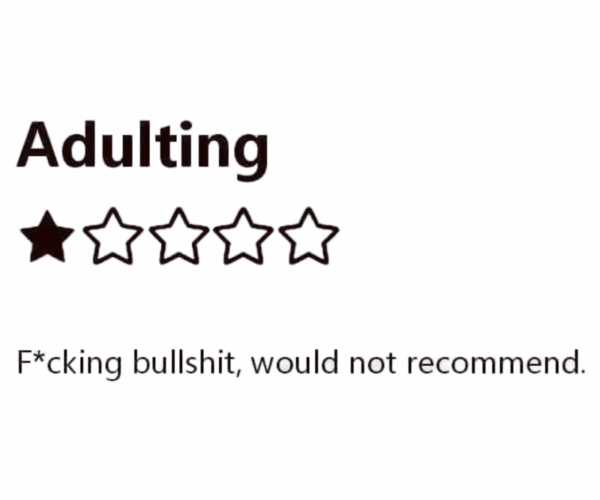 Adulting Rating - Brutally Honest Edition