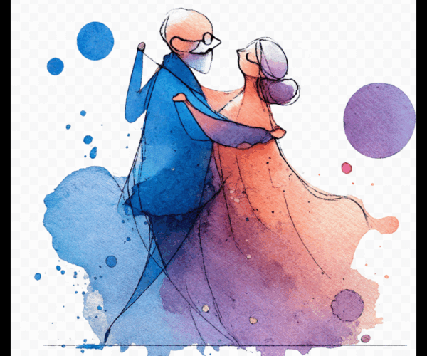 Watercolor Dance - Eldery Couple